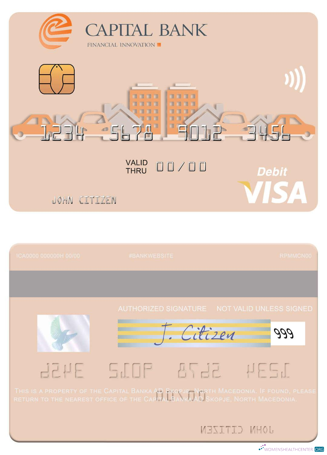 Download North Macedonia Capital Banka AD Skopje visa debit card Photoshop template